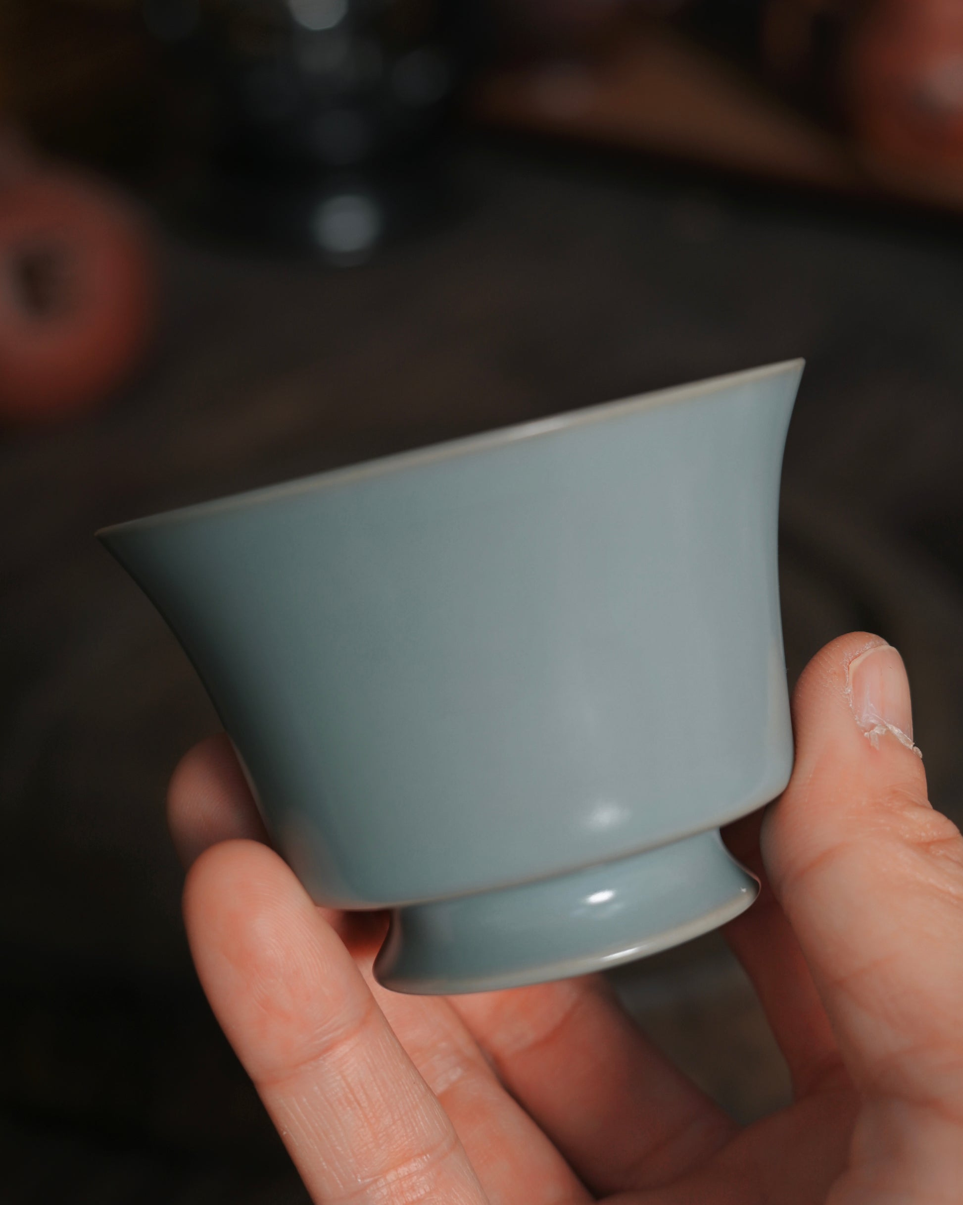 Traditional Ru Porcelain nail support firing technique leaving subtle marks on ceramic base