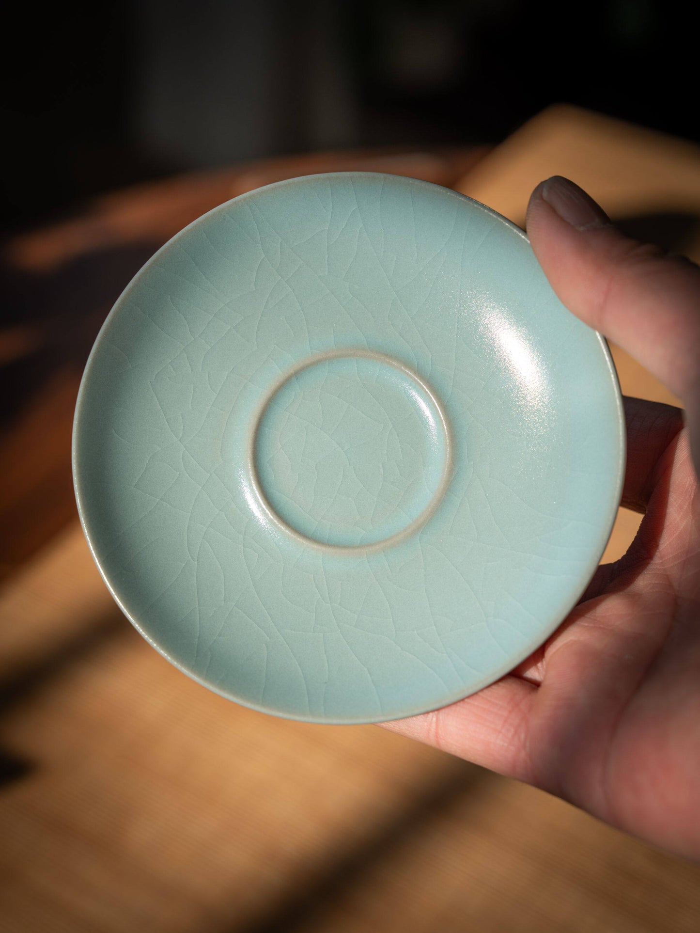 Ru Ware Sky-Blue Glaze Teacup with Saucer Set 60ml
