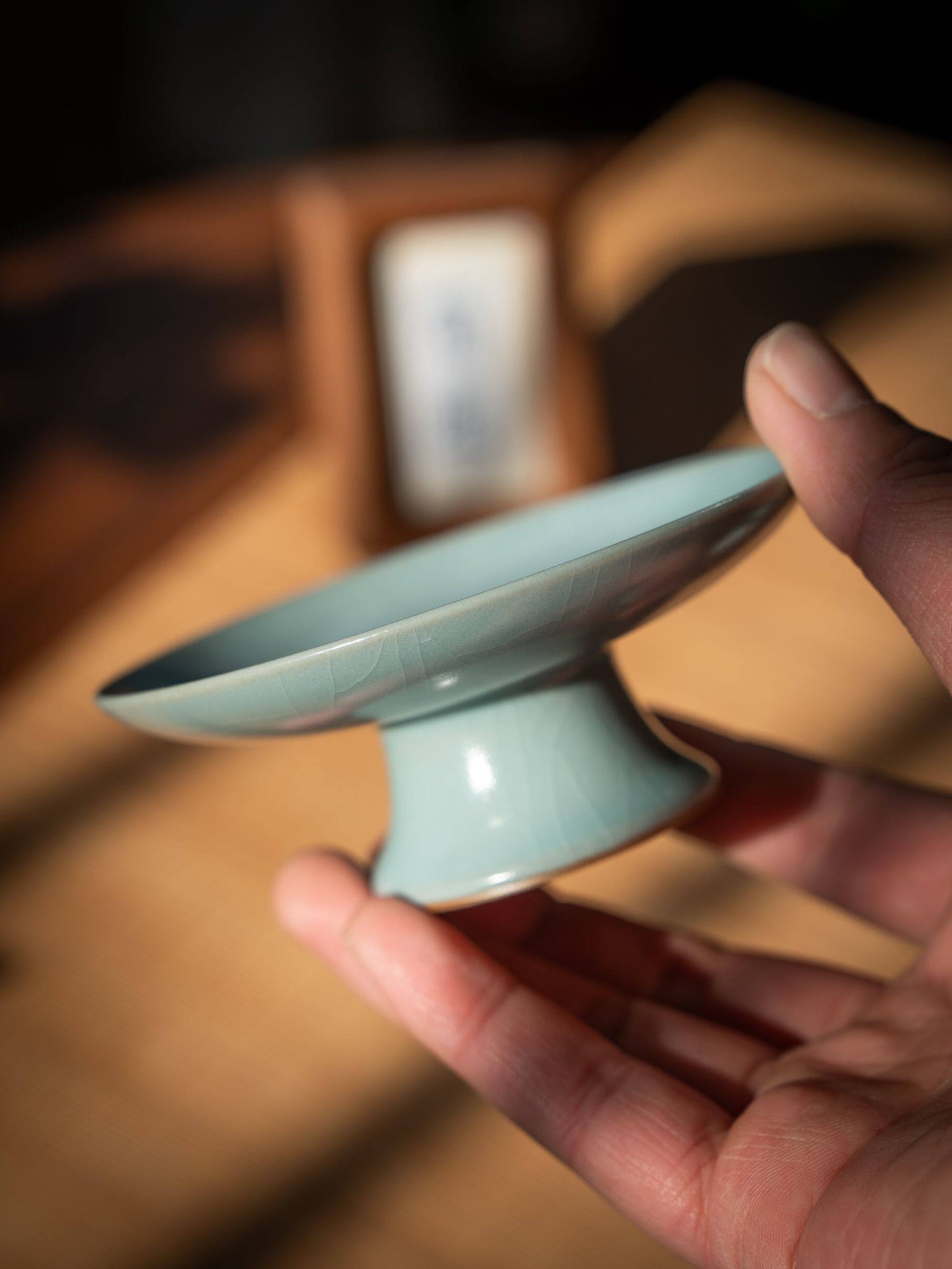 Ru Ware Sky-Blue Glaze Teacup with Saucer Set 60ml