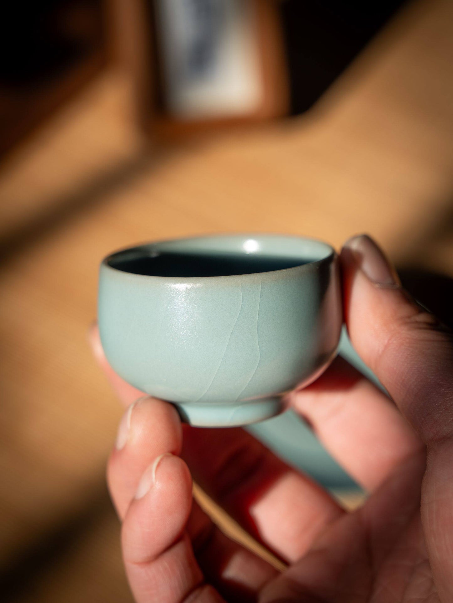 Ru Ware Sky-Blue Glaze Teacup with Saucer Set 60ml