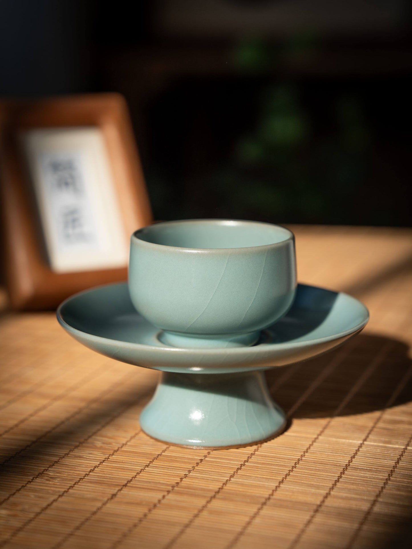 Ru Ware Sky-Blue Glaze Teacup with Saucer Set 60ml