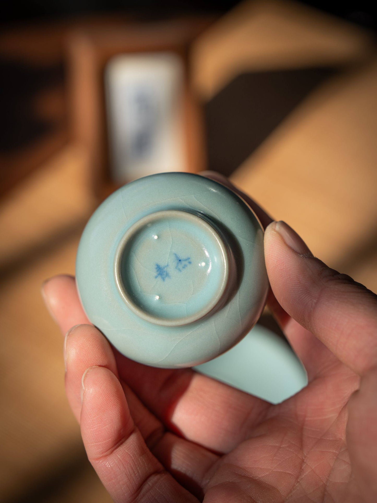 Ru Ware Sky-Blue Glaze Teacup with Saucer Set 60ml