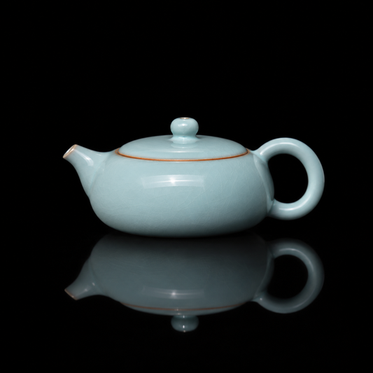 Ru Ware Sky-Blue Glazed Crackle Flat Teapot – 200ml