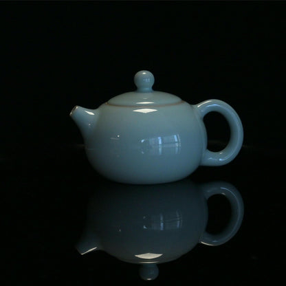 Saanwu Studio Ru ware teapot in Xishi shape with celadon crackled glaze for Chinese tea ceremony