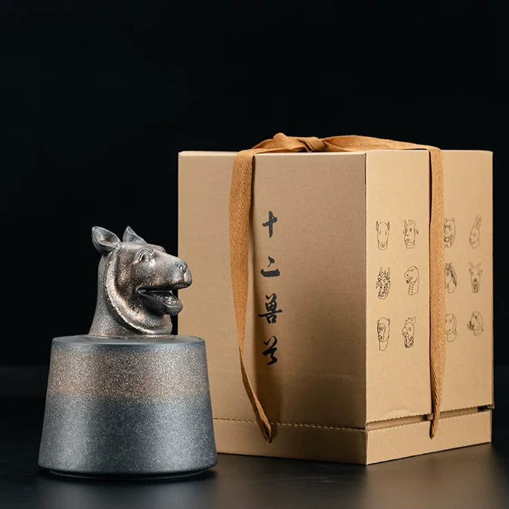 Collectible zodiac ceramic tea container