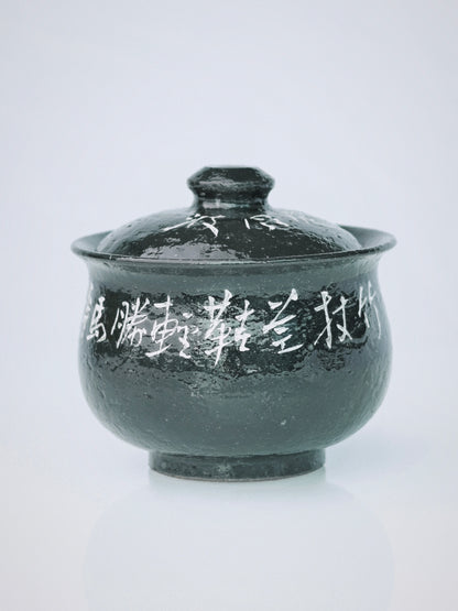 Wabi-Sabi Schwarze Glasur Handgefertigtes Kalligrafie Gaiwan-Set