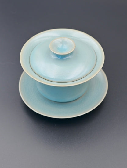 Ru-Porzellan Vintage Glasur krakeliert Gaiwan / Teeschale