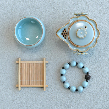 Saanwu studio Ru ware bracelet with sky-blue glaze
