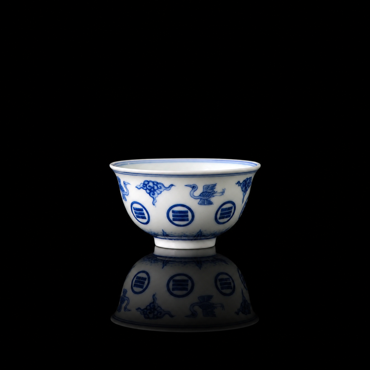 Handmade Blue and White Eight Trigrams Teacup 80ml