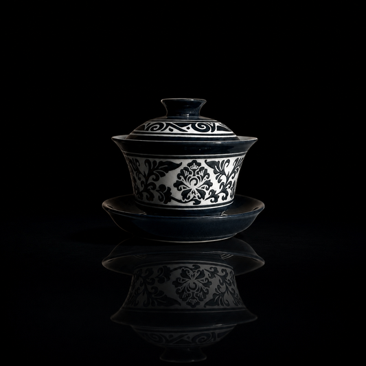 Cizhou Ware Hand-Painted Peony And Lotus Scroll Gaiwan 160ml