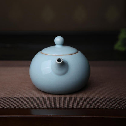 Saanwu Studio Ru ware teapot in Xishi shape with celadon crackled glaze for Chinese tea ceremony