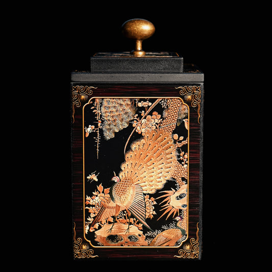 Retro 'Hundred Birds Worshipping Phoenix' Tea Caddy
