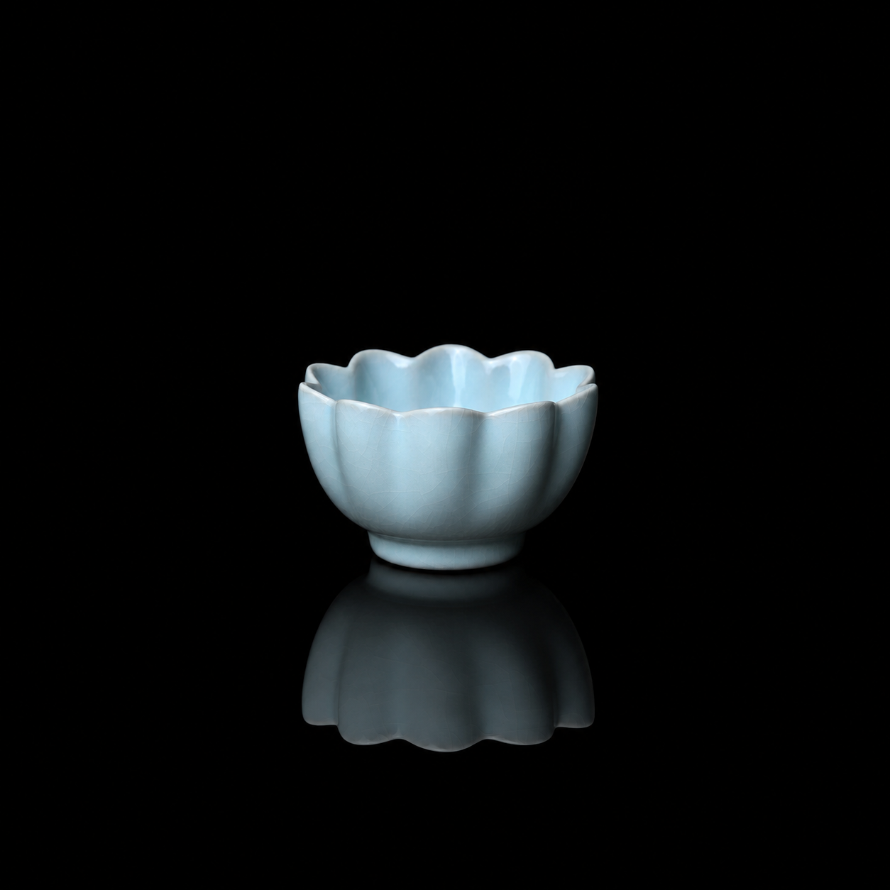 Ru Ware Sky Blue Lotus Teacup with Sesame Nail Bracket Marks 100ML
