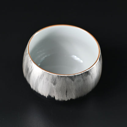 Versilberte Keramik-Arhat-Teetasse - Teetasse aus weißem Porzellan