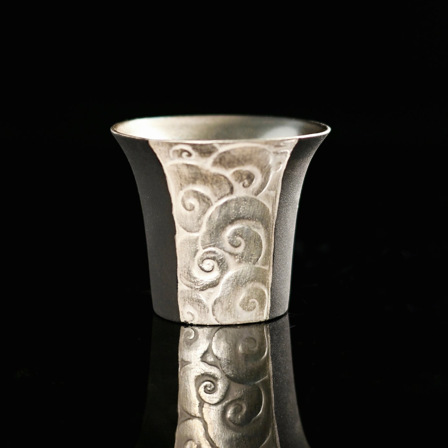 Vintage Silver-Gilt Chinese Ceramic Tea Cup