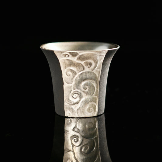 Vintage Silver-Gilt Chinese Ceramic Tea Cup