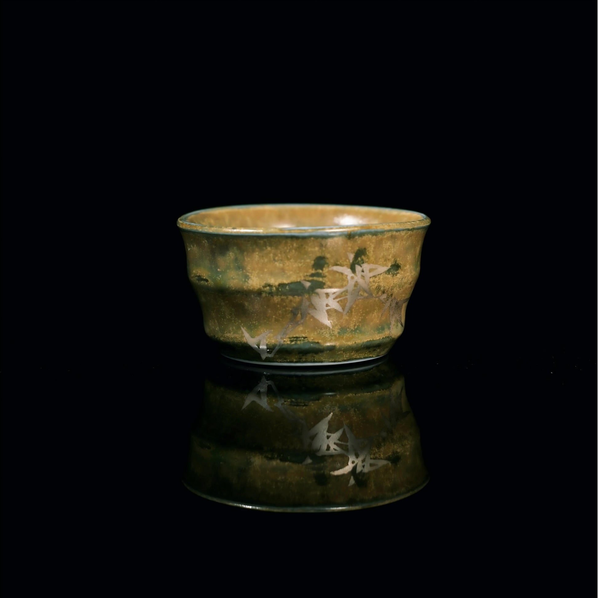 Saanwu hand painted silver-gilt bamboo shape vintage ceramic gaiwan tea set from Jingdezhen
