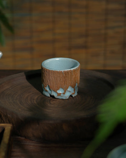 Traditional Ru Ware master cup with sky-blue glaze, showcasing refined craftsmanship and classic Chinese ceramic artistry