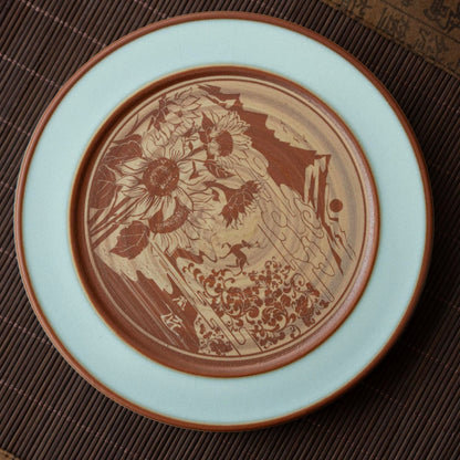 Ru-Ware (Ruyao) Nägelstütz-Technik Xi Shi Teekanne Himmelblau