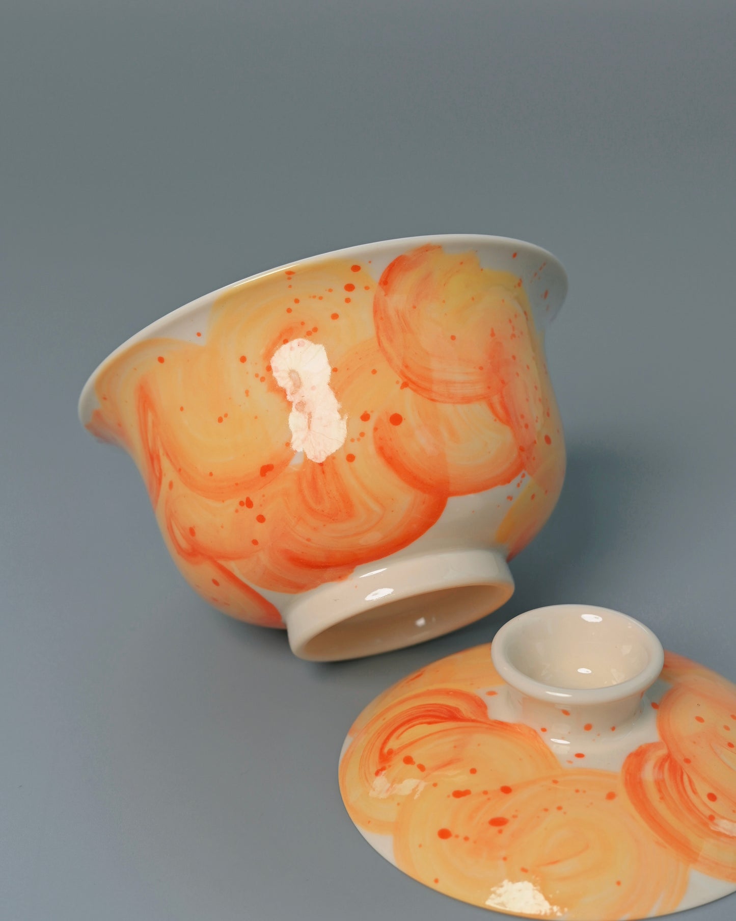 Unique Piece Jingdezhen Handmade Underglaze “Snow Plain” Gaiwan