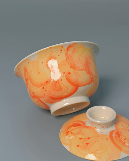 Pièce Unique Gaiwan « Plaine Enneigée » Fait Main à Jingdezhen Sous Glaçure