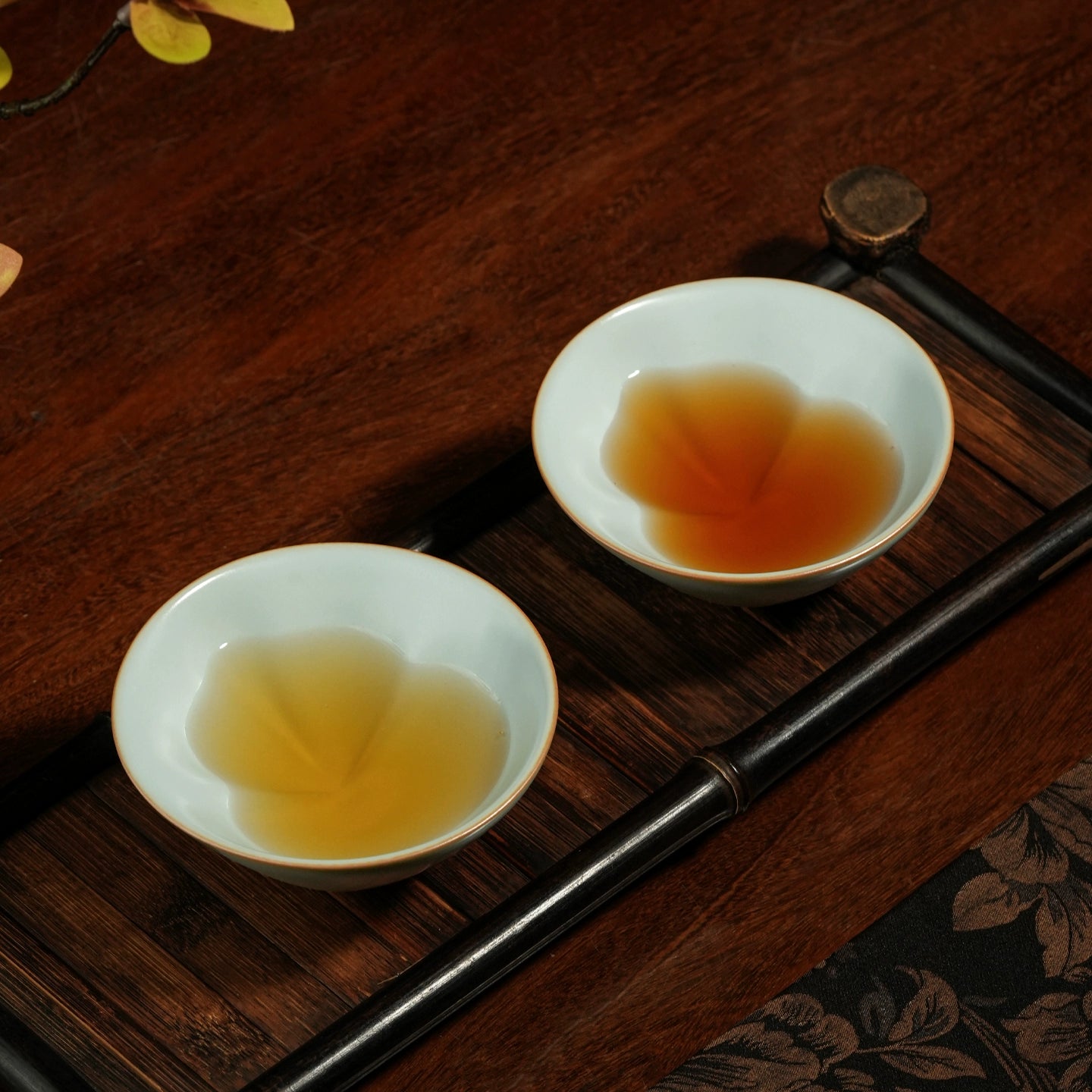 Elegant Ru kiln gongfu tea cup featuring jade-like celadon glaze and naturally formed crackle lines.