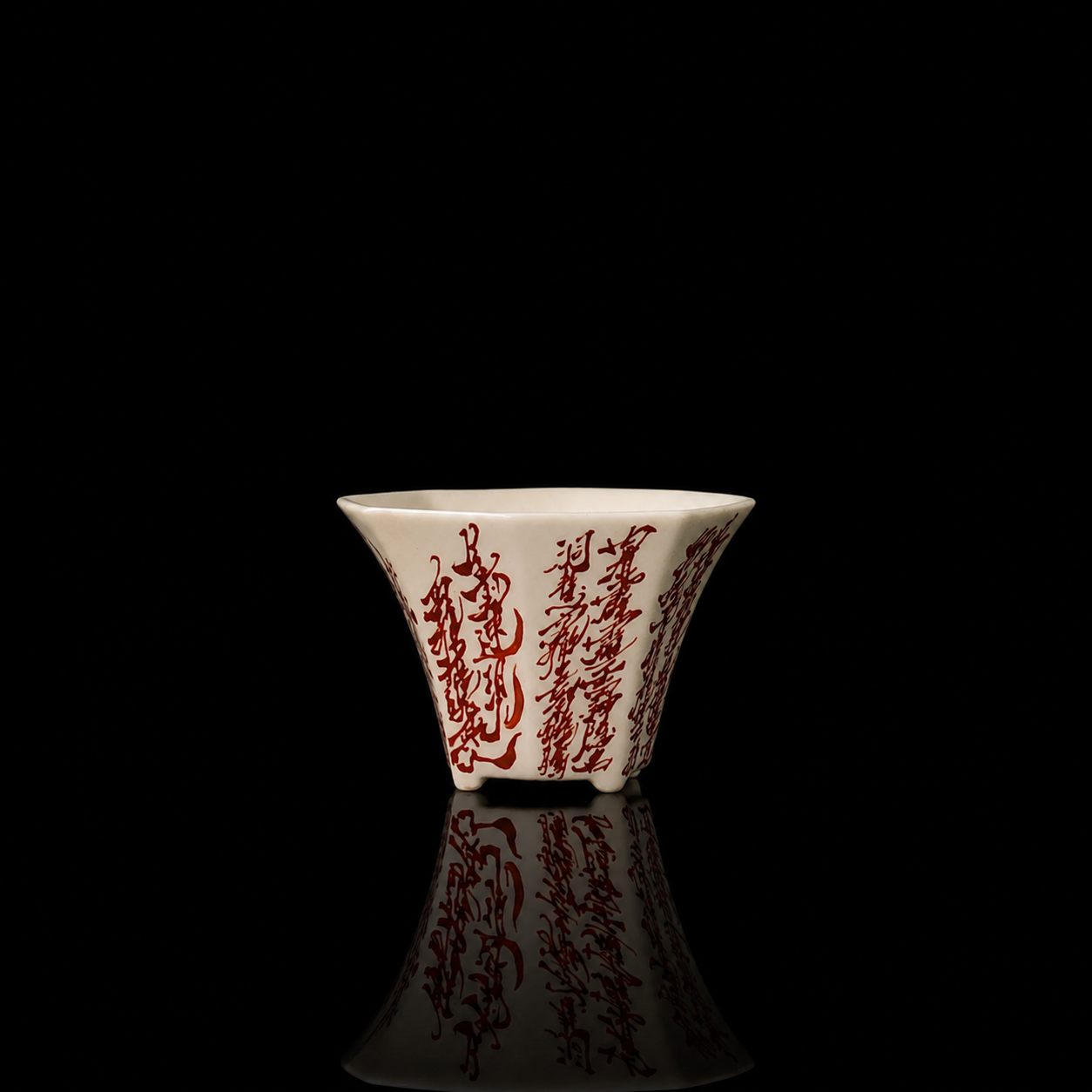 Jingdezhen Hand-Painted "Golden Light Mantra" Octagonal Porcelain Teacup 100ml