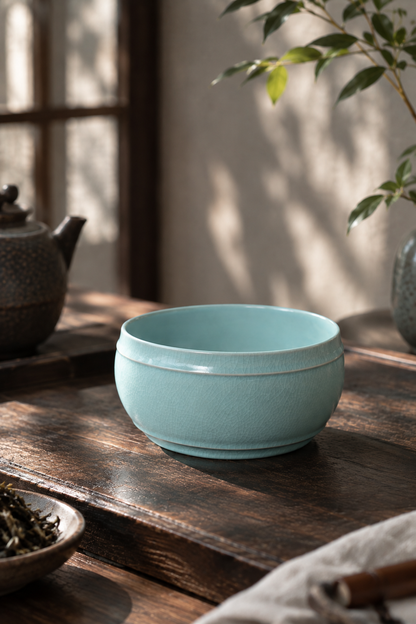Ru Ware Sky-Green Glazed Drum-Form Water Basin / Tea Basin 1300ml