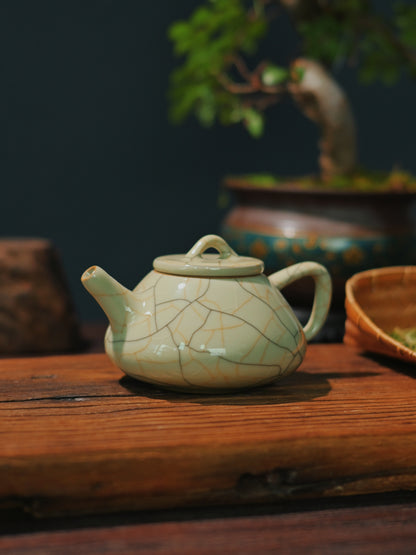 Saanwu Studio Chinese teapot Ge kiln celadon with crackle pattern for tea session