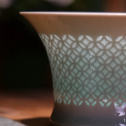 Longquan Celadon Pierced Linglong Slender Waist Gaiwan 120ml