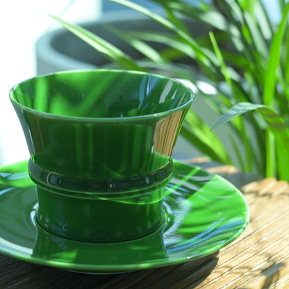 Tasse à café/thé en bambou vert jade faite à la main