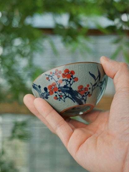 Jingdezhen Handbemalte Pflaumenblüte Unterglasur Pu-Erh-Teetasse / Teekanne
