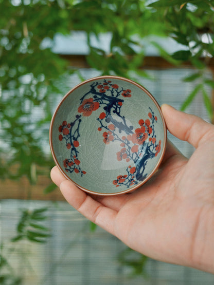 Jingdezhen Handbemalte Pflaumenblüte Unterglasur Pu-Erh-Teetasse / Teekanne