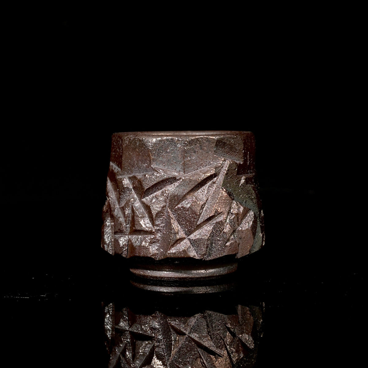Unique Piece Hand-Carved Faceted Wood-Fired Teacup 120ml