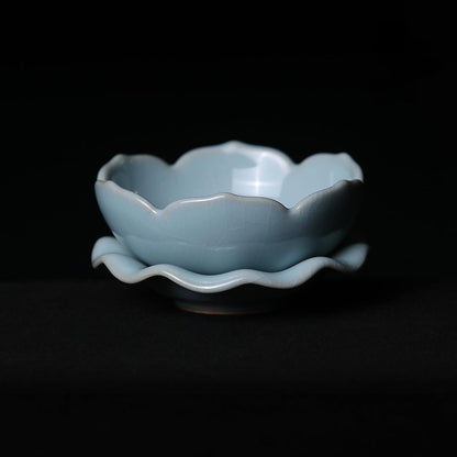 Ru-Porzellan (Ruyao) Teesieb/-filter Lotusform Himmelblau