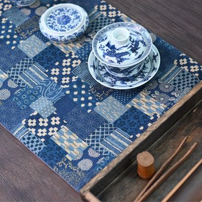 Baumwolle und Leinen bedruckt saugfähig Retro-Tischdecke Teemat Blau und Weiß