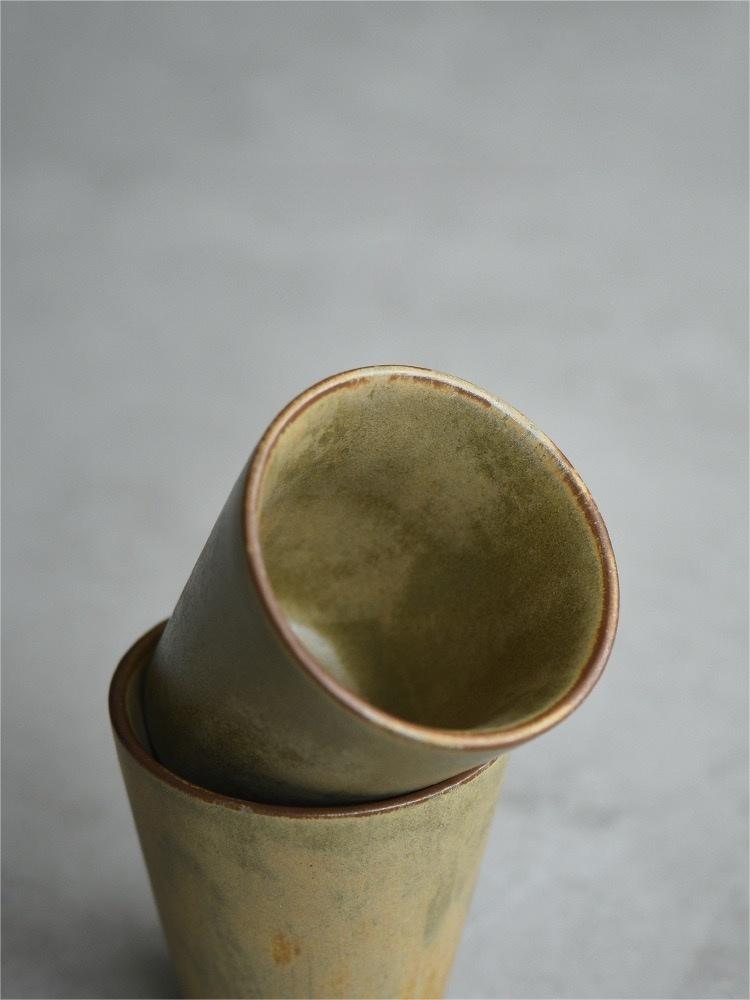 5pcs in 1 Yellow-green Ceramic Kiln Glaze Wabi-sabi Style Tea set
