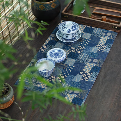 Baumwolle und Leinen bedruckt saugfähig Retro-Tischdecke Teemat Blau und Weiß