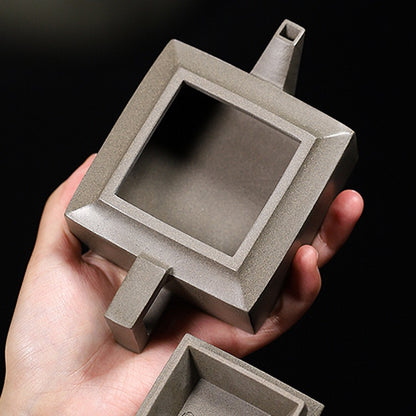 Handcrafted green-grey clay teapot for gongfu style brewing, ideal for oolong and rock tea varieties