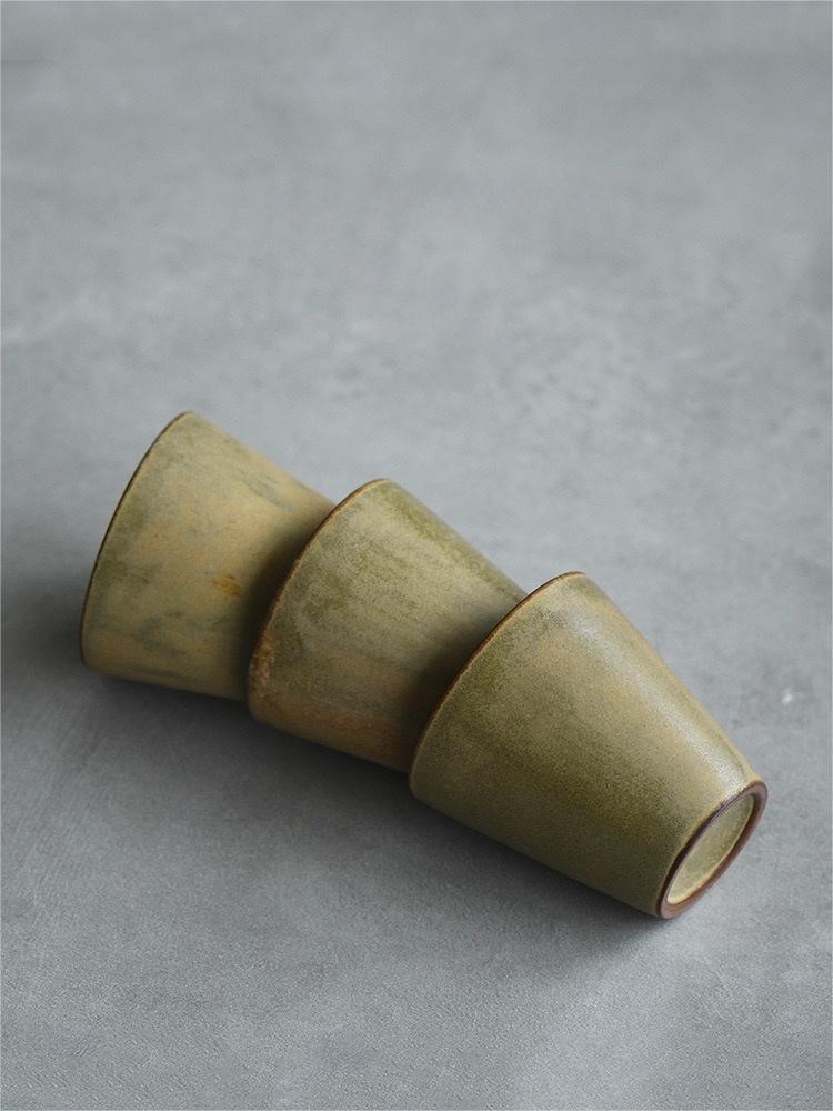 5pcs in 1 Yellow-green Ceramic Kiln Glaze Wabi-sabi Style Tea set