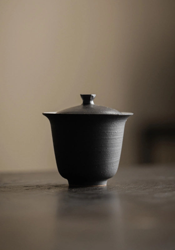 Wabi-Sabi Teaware – Handmade Kohiki Gaiwan, Coarse Clay Texture