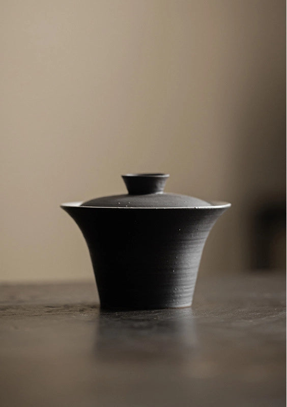 Wabi-Sabi Handmade Kohiki Gaiwan – Minimalist Coarse Clay Teacup
