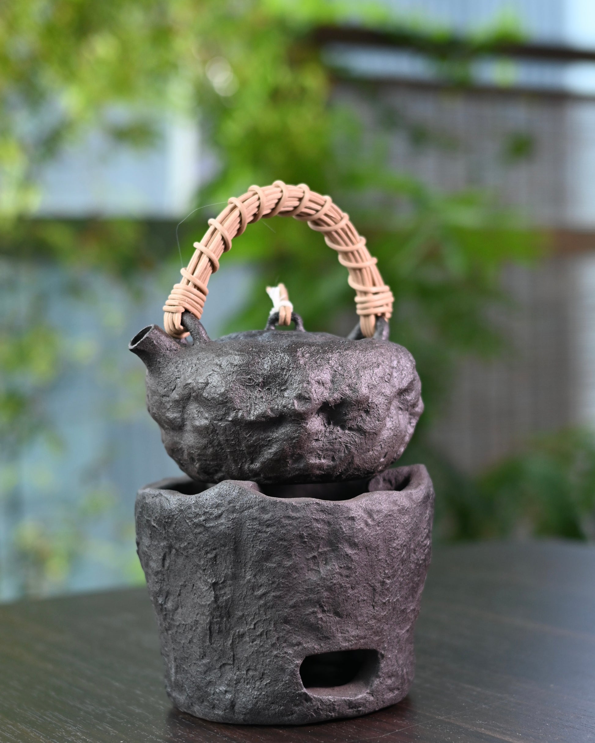 Fully assembled tea set demonstrating harmonious balance between rustic and functional design