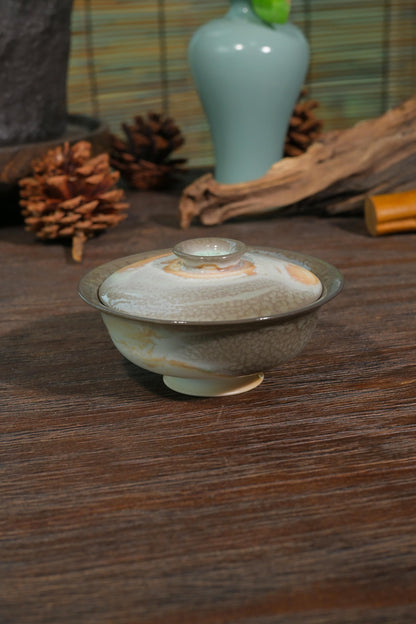 Ergonomic ingot profile wood-fired master gaiwan for high-temperature tea steeping