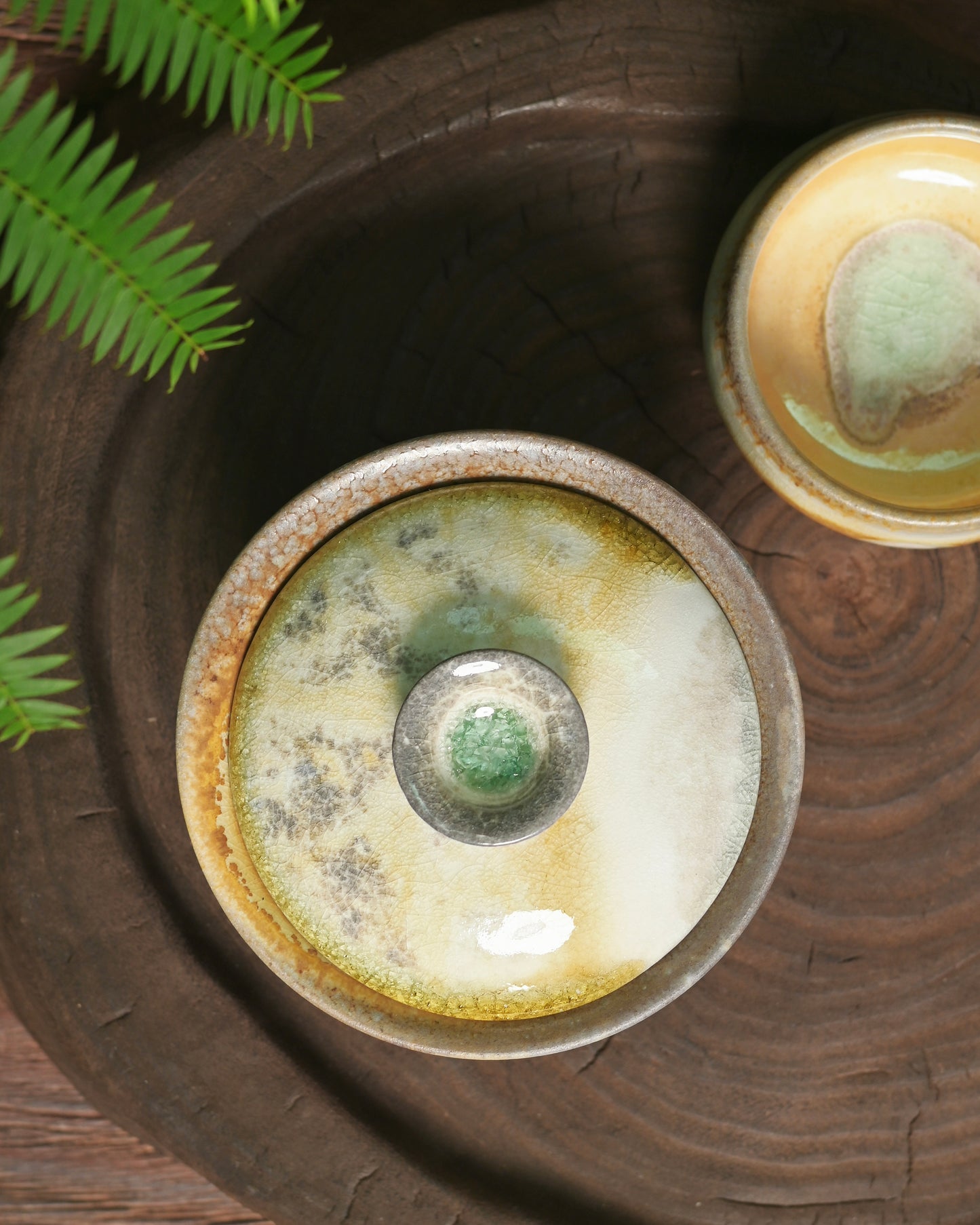 Perfectly matched ceramic pair fired together in same kiln ensuring harmonious aesthetic unity