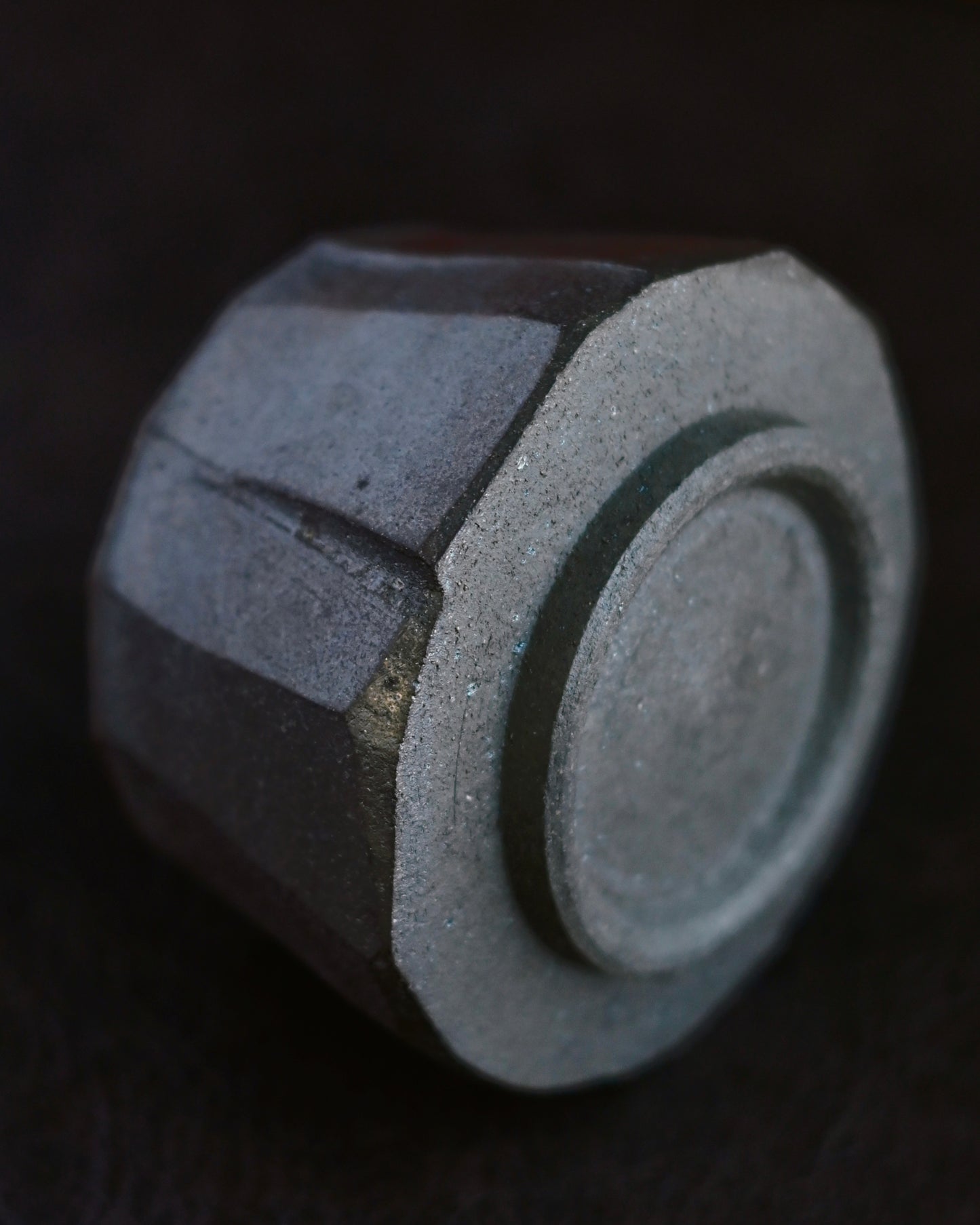 Wood-fired surface with fine crackle patterns and natural ash glaze effects