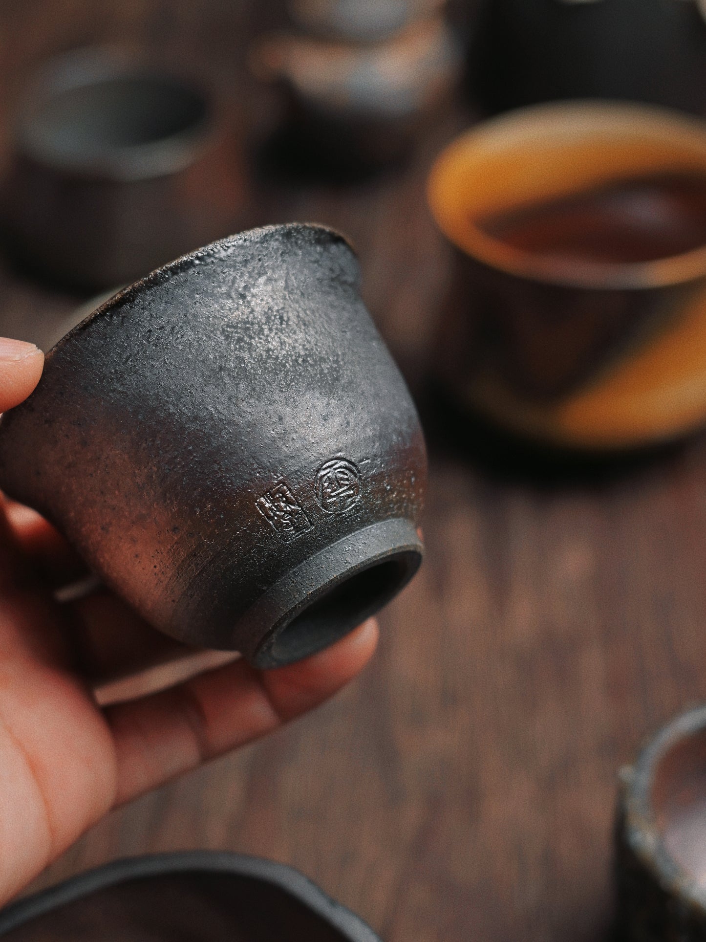 Wabi-Sabi Style Wood-fired Ash Glaze Master Cup Bizen Yaki