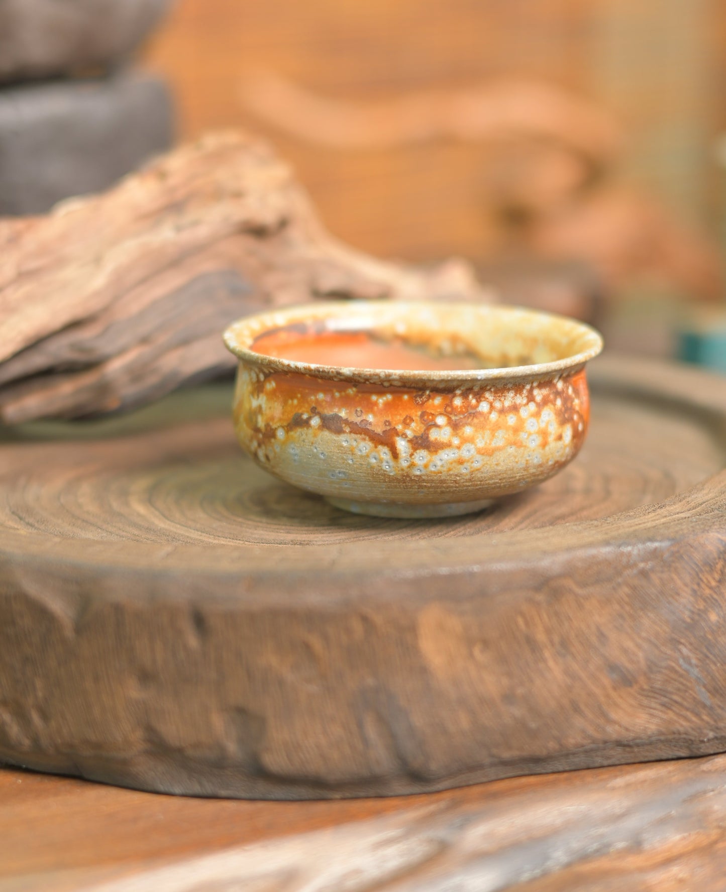 Unique Piece Wood-Fired Coarse Pottery Pu'er Cup 80ml