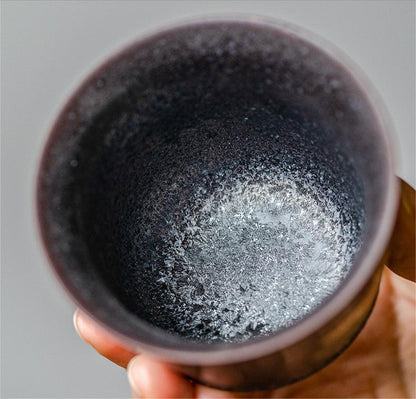 Tasse à thé en céramique vintage fabriquée à la main à Jingdezhen, avec double grue peinte à l'or