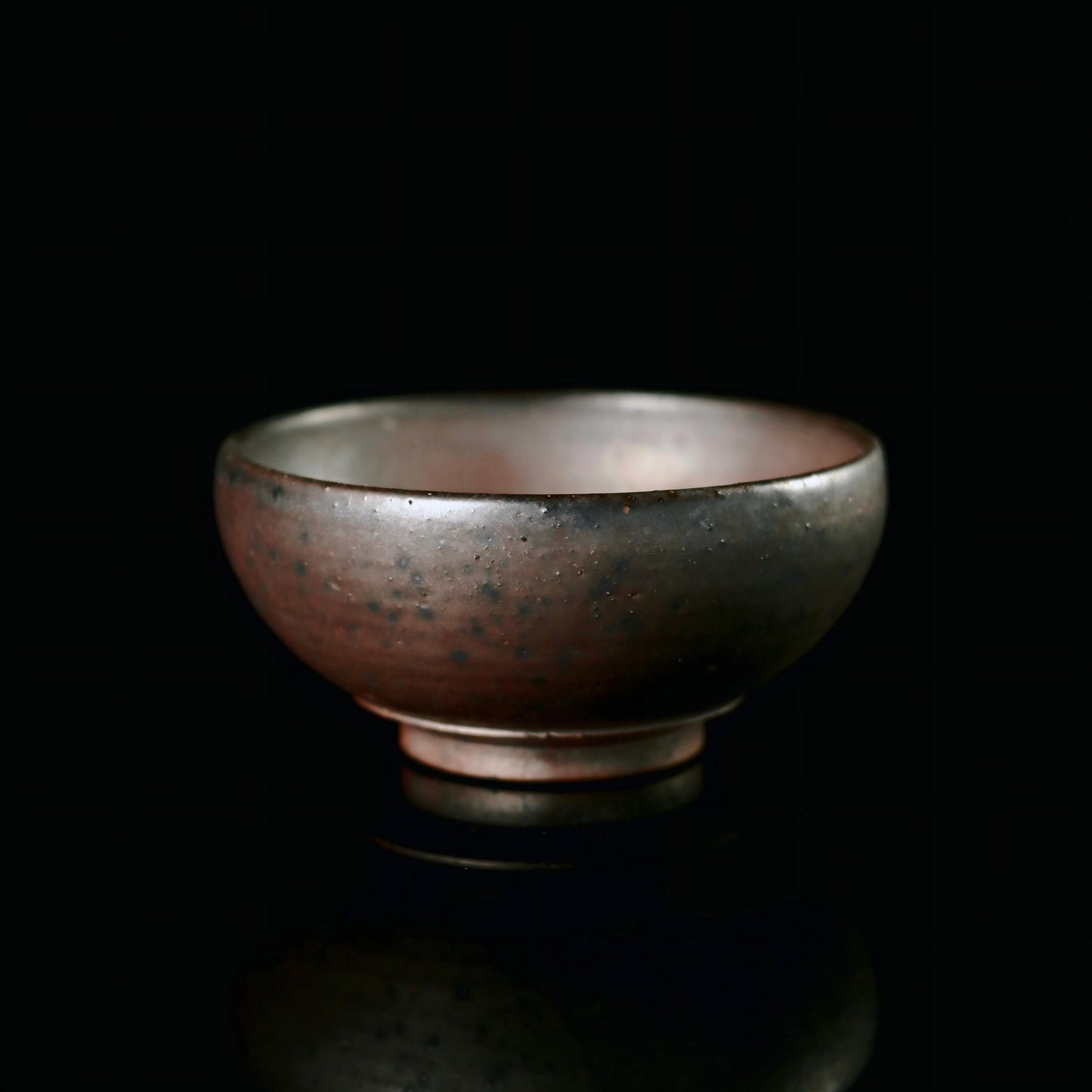 Wood-fired Ya Shou cup with heavy hand-thrown form and unglazed surface texture